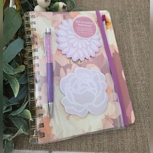 Floral Notebook and Pen Set with Sticky Notes